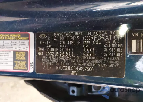 2017 Kia Niro Lx z USA, uszkodzony, nr VIN KNDCB3LC9H5097566